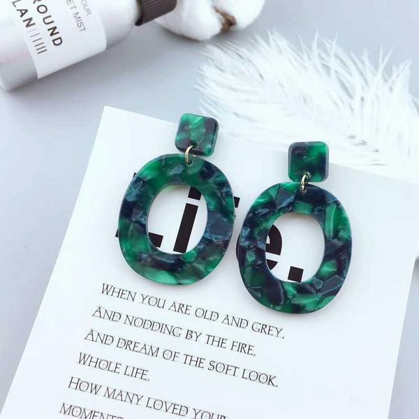 

stud acetic acid plate acrylic hollow geometric women earrings, Golden;silver