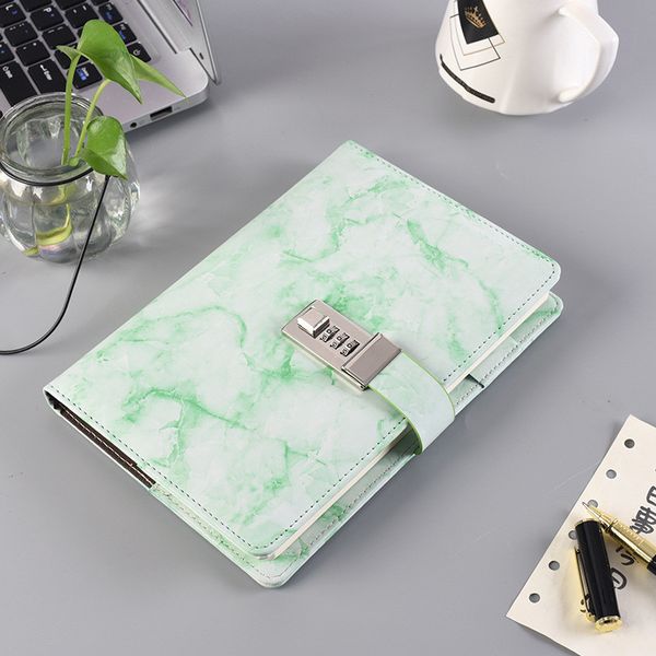 

a5 marble texture notebook with password lock leather notepad agenda diary planner agenda school stationery gift 163 j2, Purple;pink