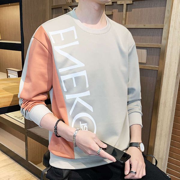 

sweater 2020 spring and autumn new korean long sleeve t-shirt round neck sports fashion casual men's clothing trend, Gray