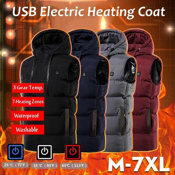 

lvmangguo outdoor t-shirts winter electric heated jacket men women smart 7 area heating vest washable flexible thermal warm for camping hiki, Gray;blue