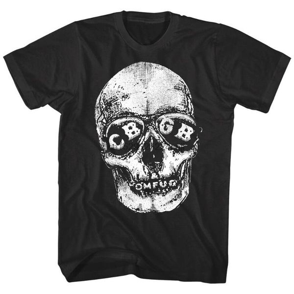 

cbgb omfug skull sunglasses nyc mens t shirt metal punk rock vintage music merch, White;black