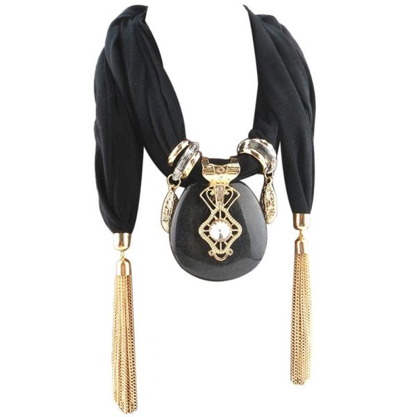 

scarves women fashion bohemian ethnic jewelry tassel water drop pendant scarf necklace, Blue;gray