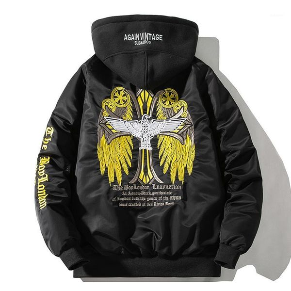 

embroidered coat men's jacket autumn fashion pilot jackets casual loose thickened bomber men's cotton padded jacket new gg50jk1, Black;brown