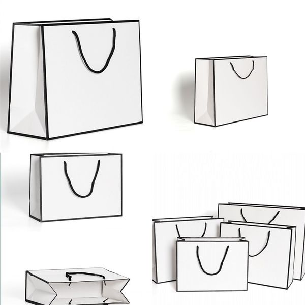 

fashion white kraft paper handbag good heavy tolerance tote package clothing shoe cap gift packing wrap 1 86gr l2