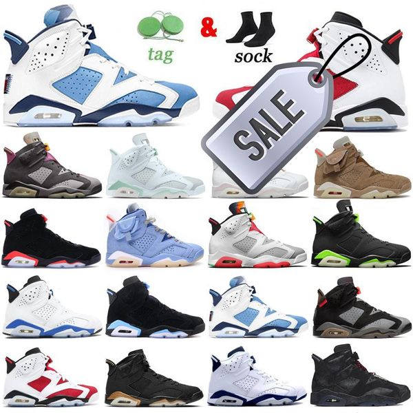 

6 6s unc men basketball shoes bordeaux tiffany blue carmine sport sneakers black infrared runner trainers with tag or sock k