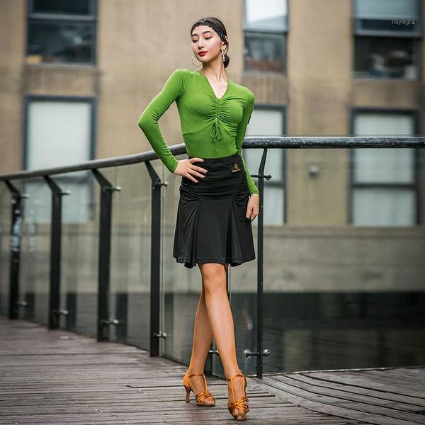 

3 colors available standard latin dancing skirt women stage show costume practice dress for tango/qiaqia/rumba b01991, Black;red