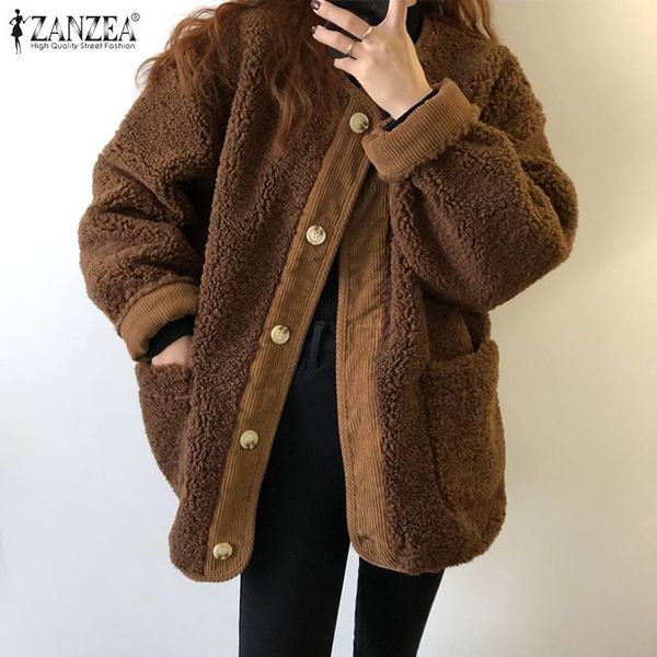 

women's jackets fashion velvets corduroy women casual solid coat 2022 spring patchwork plush outwear lady brown cardigan oversize, Black;brown