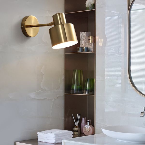 Lampade da parete da comodino in ottone Lampada da specchio per bagno moderna creativa Lampada da parete per corridoio da camera da letto per soggiorno