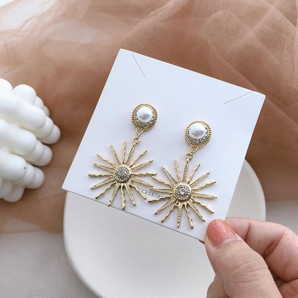 

aensoa 2020 fashion gold color sunflowers long earrings irregular dangle drop earrings for women girl party jewelry accessories, Silver