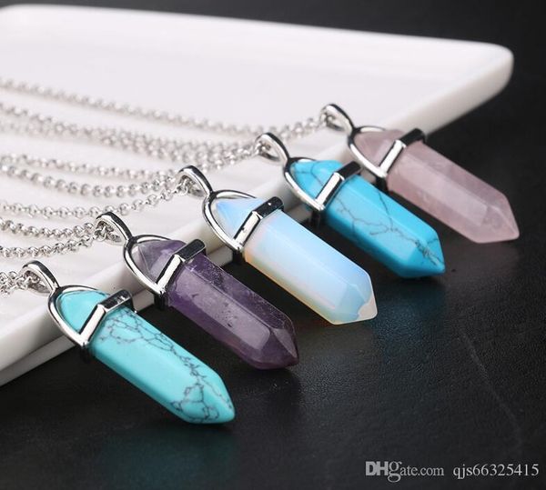 

stainless chain silver necklace steel jewelry natural gold stone pendants statement chokers rose quartz healing crystalshh9v