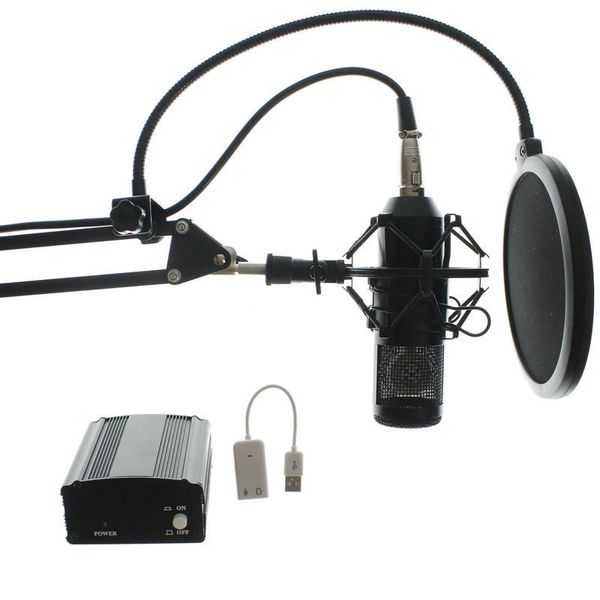 

hot full set microphone professional bm800 condenser ktv микрофон pro audio studio value recording mic + metal chock cown