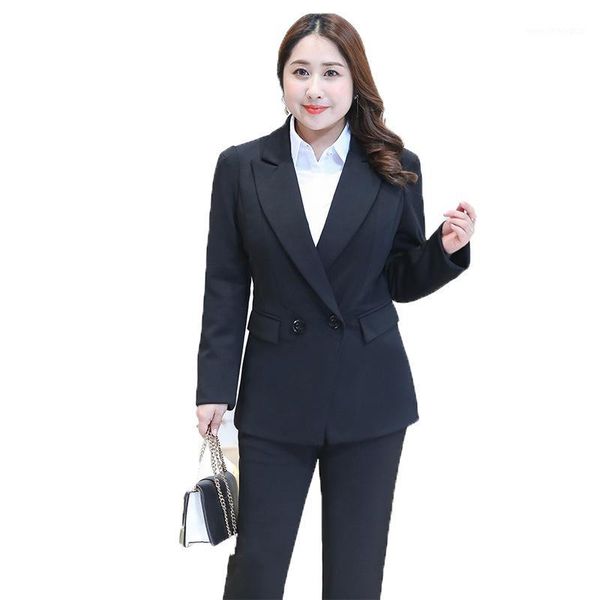 

women's suits & blazers 2 sets of women's spring and autumn large size professional suit jacket were thin business dress elastic p, White;black