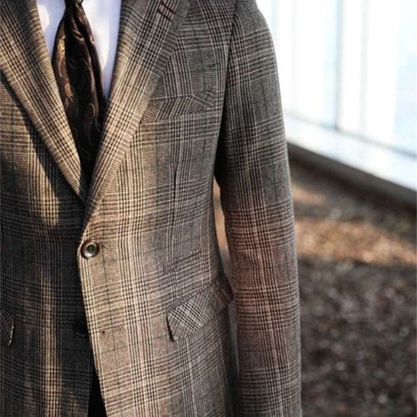 

woolen 1611 new men's youth business plaid slim and thickened casual suit, White;black