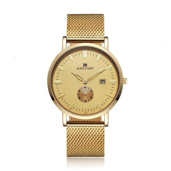 

mechanical automatic mechanical watch steel aokulasic belt men's watch, Slivery;brown