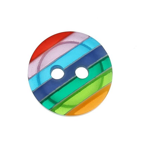 

doreenbeads resin sewing buttons scrapbooking round 2 holes multicolor stripe pattern 12mm dia,100pcs bbyybg, Blike;white