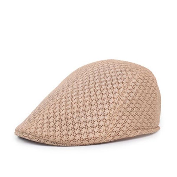 

berets casual beret mesh hats for men summer breathable dad hat thicken cap solid color trucker buckle leather vintage, Blue;gray
