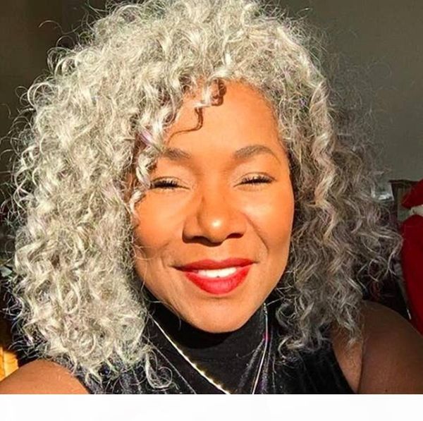 

gorgeous graying hair ponytail gracefully silver curly women human hair piece clip in gray love amazoning real pony tail hair extension, Black