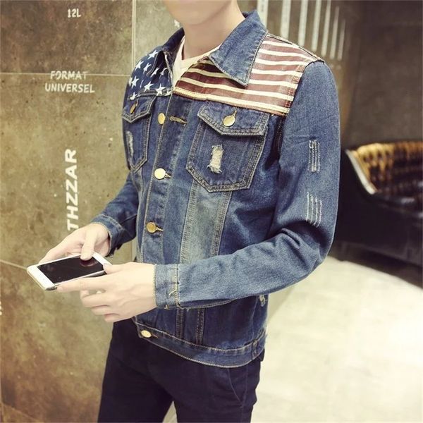 

2021 the new unisjeans black/white jacket/red streetwear hip hop fine fashion casual denim male jacket 9h7w, Black;brown
