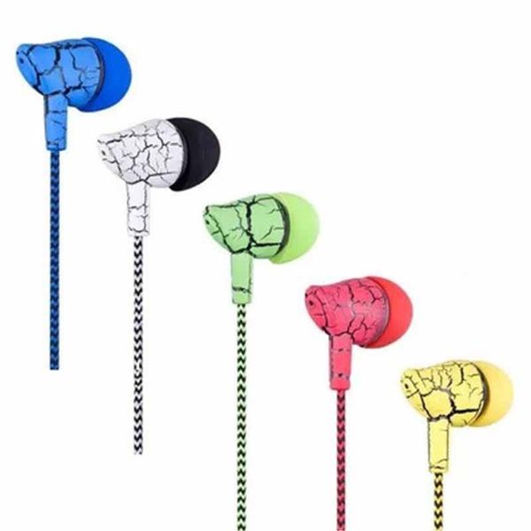 Crack Pattern Nylon intrecciato Auricolare 1.2m cablato Auricolare cellulare Cuffia in-ear universale controllo filo Auricolari per Samsung