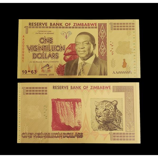 

rh zimbabwe notes one vigintillion dollars note people gold banknote with certificates in 24k gold plated for collection f bbywxu