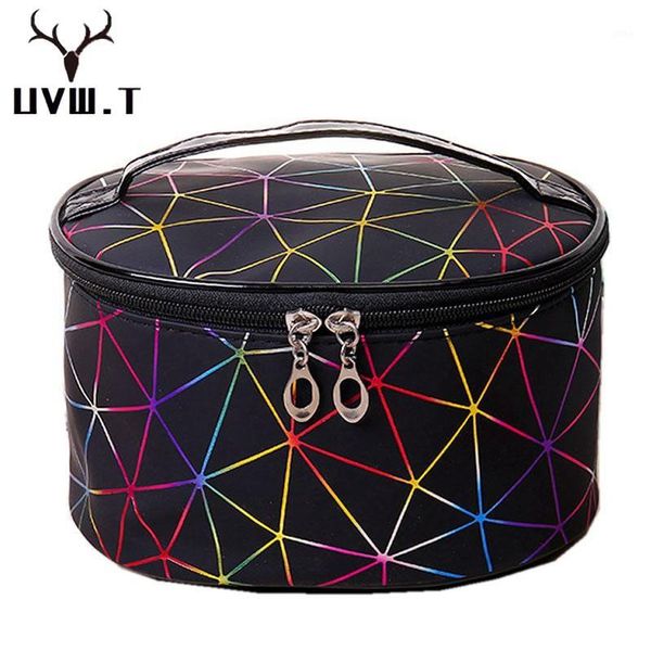 

cosmetic bags & cases women fashion laser letter make up bag travel pu leather toiletry makeup pouch organizer cute wash kit box1