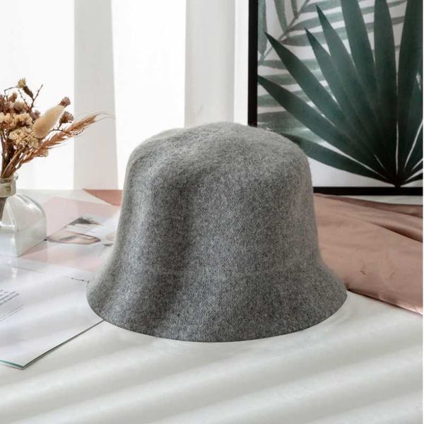 

korean style autumn and spring women hat new style woolen soild color vintage female fashion casual bucket fisherman hat, Blue;gray