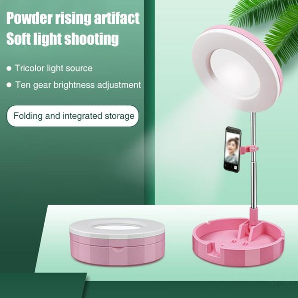 

flash heads adjustable angle live streaming phone holder 8inch ring light flashes selfie self shooting folding professional fill with stand