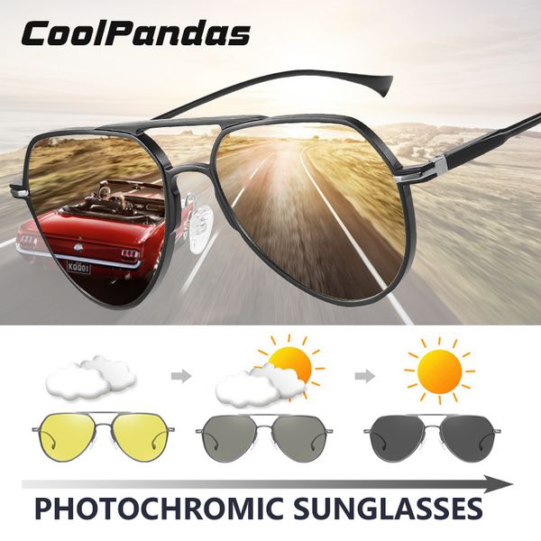 

coolpandas brand pilot солнцезащитные очки мужчины женщины фотохромный день ночь вождение поляризованные солнце глаз хамелеон антеоиос де со