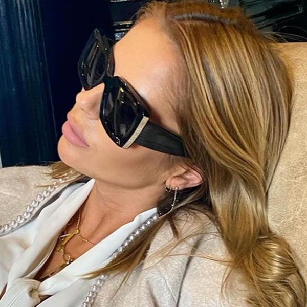 

sunglasses vintage black rectangle shades glasses square woman designer big frame women 2021 trend, White;black
