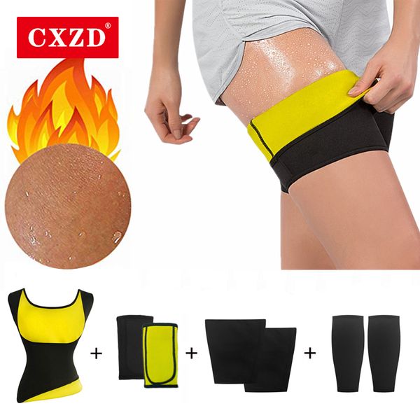 

cxzd body shaper vest + arm + thigh + calf sleeves slimmer shapewear corset shaping sauna sweat neoprene woman slimming fat burn
