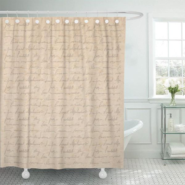 

shower curtains beige parchment vintage old with handwriting letter poems victorian style page brown drawn ancient curtain waterproof1