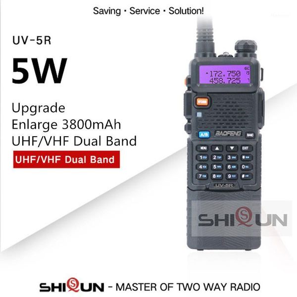 

walkie talkie 2pcs baofeng uv-5r 3800mah 5w battery dual display band uv5r portable uhf vhf two way radios uv 5r1
