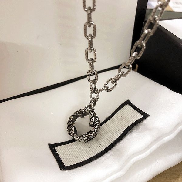 

geometry interlocking round letter style male pendant necklace for men 925 silvery modern trendy geometric stacking streetwear silver neckla