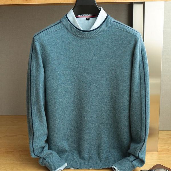 

zocept 2020 new autumn winter cashmere pullover men's o-neck stitching strip style design soft warm high-quality knitted sweater1, White;black