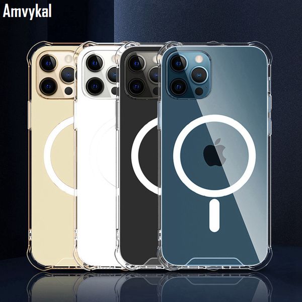 

magnetic phone cases phone cover clear magsafe tpu shockproof cover for iphone 12 mini pro max/12pro 12 protective case