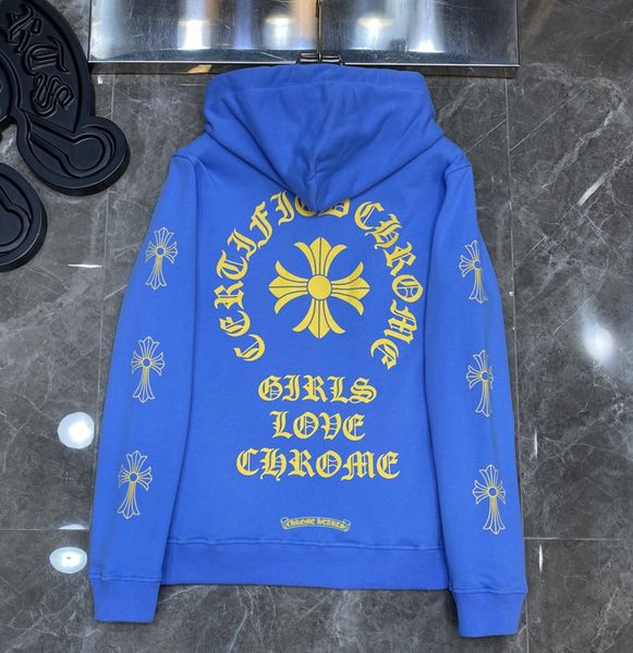 

autumn and winter new ch crowe hoodie men's pullover cross sanskrit printing trendy brand for men and women, Black