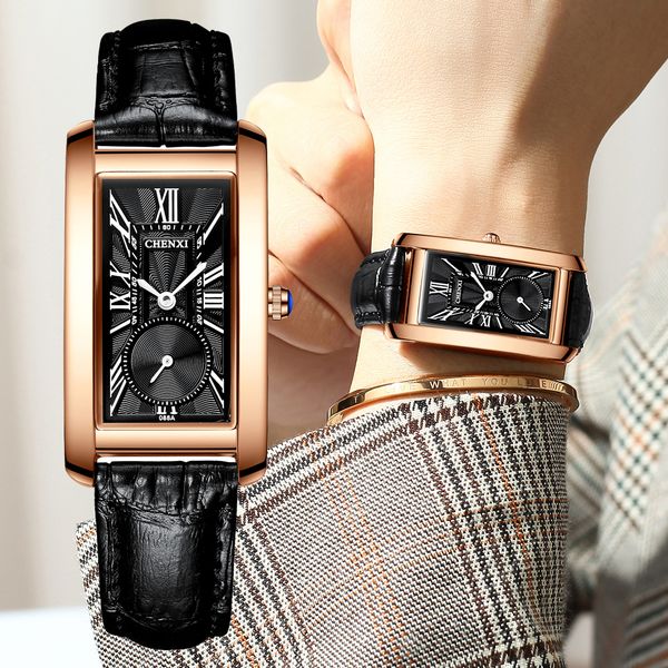 

chenxi brand fashion women bracelet watch casual leather waterproof wristwatch ladies quartz dress watches relogio feminino 201116, Slivery;brown