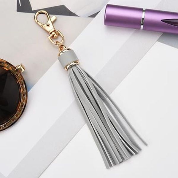 

fashion pu leather tassel women keychain bag pendant alloy car key chain ring holder retro jewelry acessory eh388 h bbywon, Slivery;golden