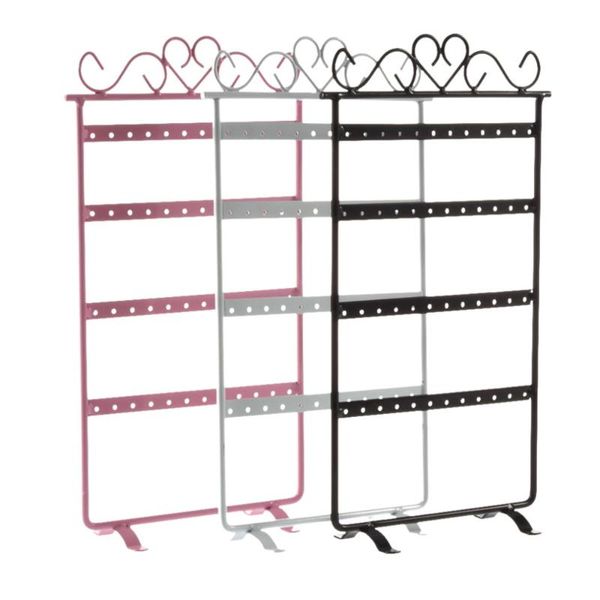 

jewelry pouches, bags 48 hole earrings ear studs display rack metal holder stand organizer showcase pink 295*160mm for retail environment, Pink;blue