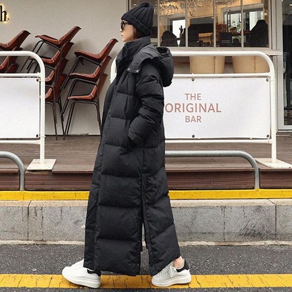 

2020 new women winter long coat parka hooded women long warm coat loose style outwear casaco feminino parkas, Black