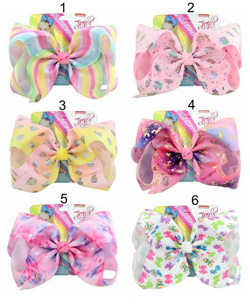 

large signature jojo rainbow unicorn siwa bow 20cm with card and sequin baby girl children hair accessories fashion