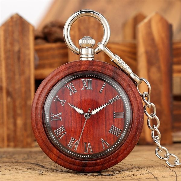 

classic roman numerals display full wooden pocket watch quartz clock bronze/silver hanging pendant chain retro timepiece t200502, Slivery;golden