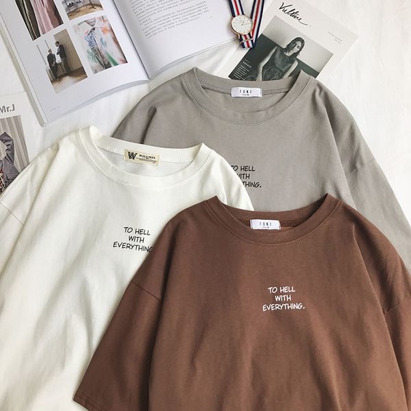

women short sleeve t-shirts loose harajuku plus size 3xl letter printed chic simply all-match women korean style ulzzang leisure, White
