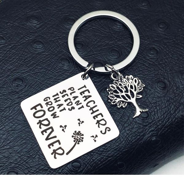 

stainless steel inspirational keychain rings teachers plant seeds that grow forever teacher's day thanksgiv qyltqc, Black