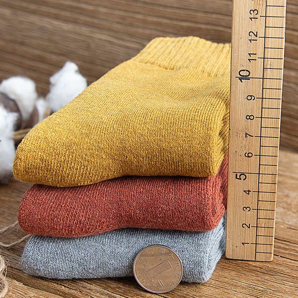 

terry winter thick women's cotton solid color warm towel socks, Black;white