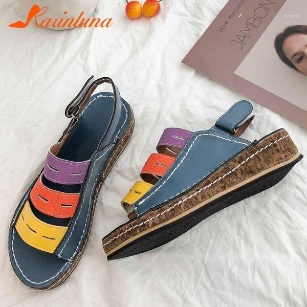 

dress shoes karin retro girl summer sandals platform gladiator sewing brand women open toe mixed color casual woman1, Black