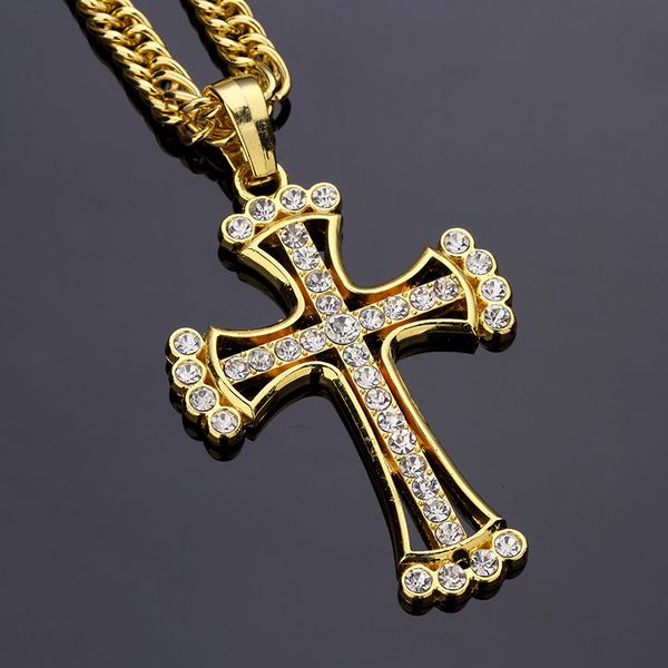 

hiphop big alloy gold silver color cross pendant necklace for women men jewelry new hot