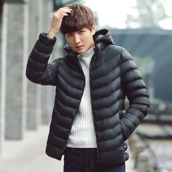 

men's down & parkas mens cotton padded jacket men 2021 winter hooded warm soft shell waterproof casual windbreaker solid for, Black