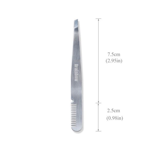 

brainbow 1pc eyebrow tweezer with eyebrow brush comb stainless steel eyelashes extension tweezers double eyelids pinzette clip q wmtvxg, Silver