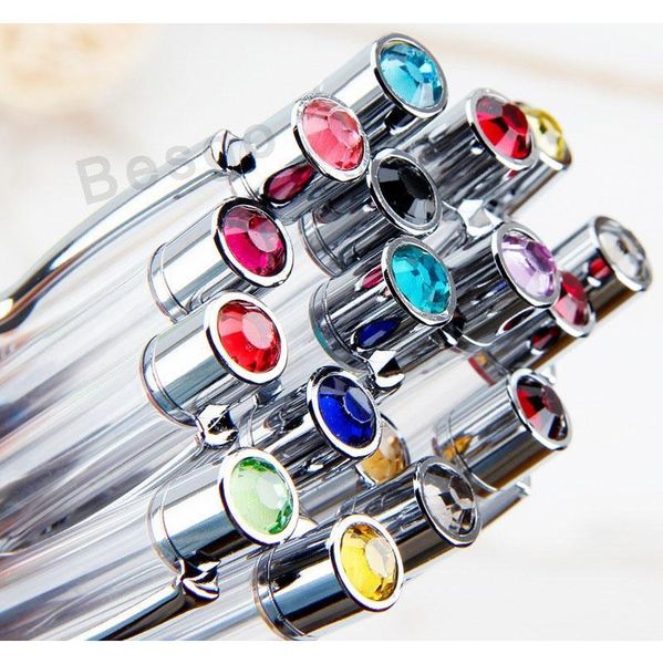 

students colorful crystal ball pens diy blank ballpoint pen school office signature ballpoint p jllgkx soif, Blue;orange